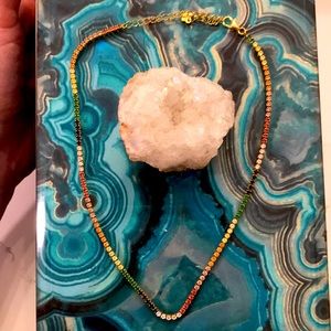 Gorgeous multicolored stone gold filled choker